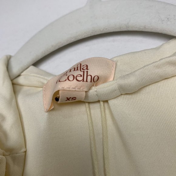 NWT Camila Coelho Ceilo Mini Long Sleeve Bodycon Dress Creme Ivory White XS - Picture 11 of 11